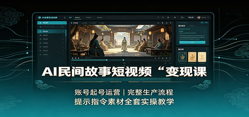 AI民间故事短视频变现课：账号起号运营，完整生产流程，提示指令素材全套实操教学-三禾网络