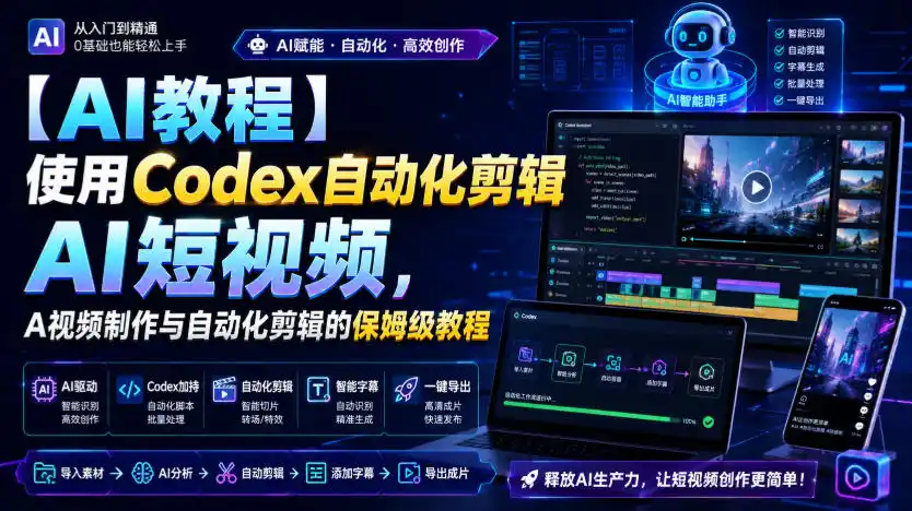 【AI教程】使用Codex自动化剪辑AI短视频，AI视频制作与自动化剪辑的保姆级教程-三禾网络