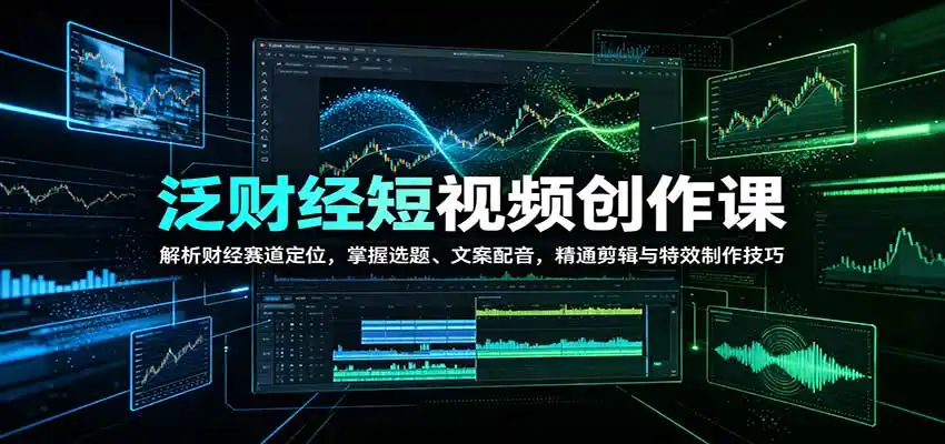 泛财经短视频创作课：解析财经赛道定位，掌握选题、文案配音，精通剪辑与特效制作技巧-三禾网络