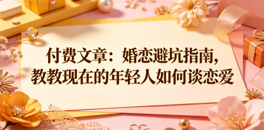 付费文章：婚恋避坑指南，教教现在的年轻人如何谈恋爱-三禾网络