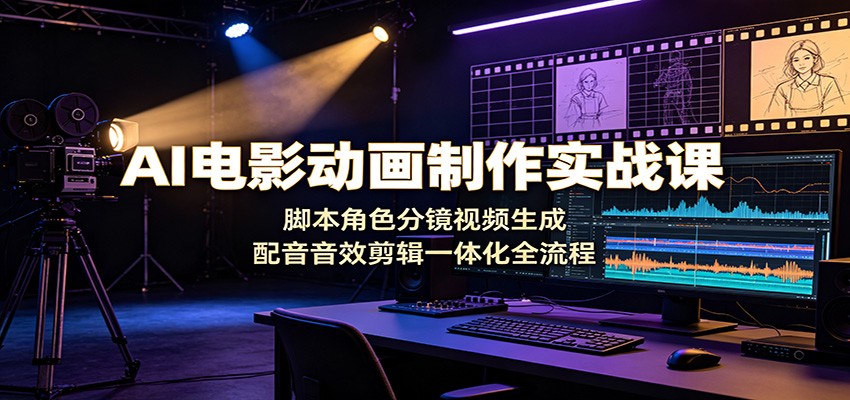 AI电影动画制作实战课:脚本角色分镜视频生成,配音音效剪辑一体化全流程-三禾网络