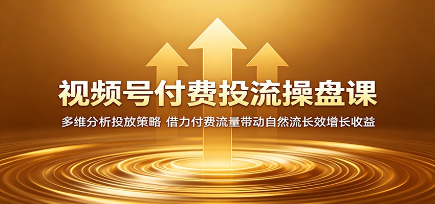 视频号付费投流操盘课：多维分析投放策略，借力付费流量带动自然流长效增长收益-三禾网络