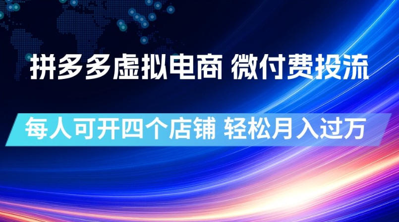 拼多多虚拟电商，微付费投流玩法，每人可开四个店，轻松月入过1W【揭秘】-三禾网络