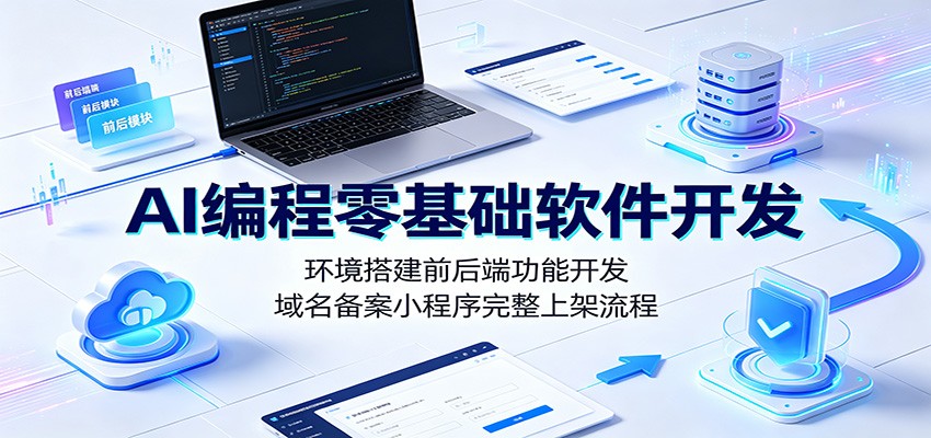 AI编程零基础软件开发：环境搭建前后端功能开发，域名备案小程序完整上架流程-三禾网络