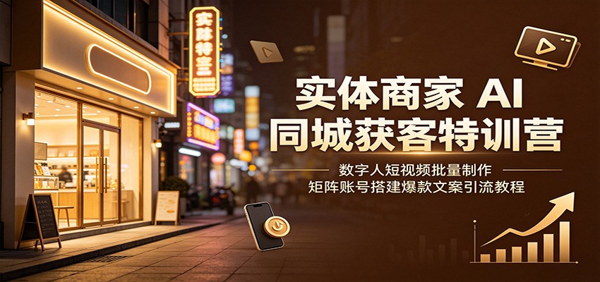 实体商家AI同城获客特训营：数字人短视频批量制作，矩阵账号搭建爆款文案引流教程-三禾网络