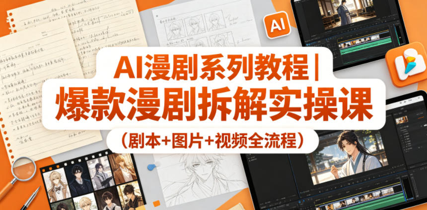 AI漫剧系列教程｜爆款漫剧拆解实操课(剧本+图片+视频全流程)-三禾网络