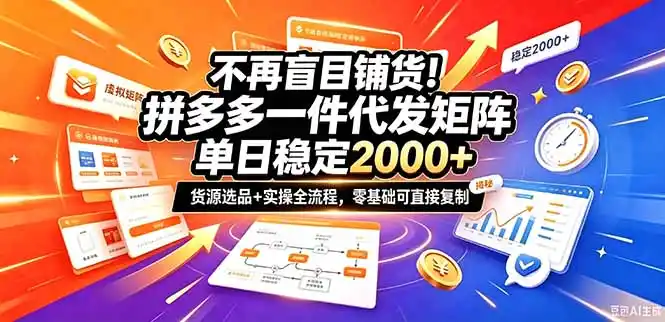 不再盲目铺货!拼多多一件代发矩阵落地攻略,提供优质货源店铺运营全流程,零基础可直接复制-三禾网络