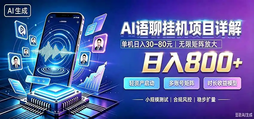 AI语聊挂机，日入800+，适用个人副业，工作室矩阵操作-三禾网络