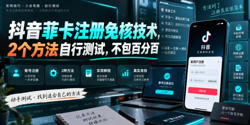 抖音菲卡注册免核技术,2个方法自行测试,不包百分百-三禾网络