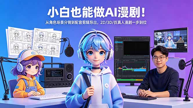 小白也能做AI漫剧！从角色场景分镜到配音剪辑导出，2D/3D/仿真人漫剧一步到位-三禾网络