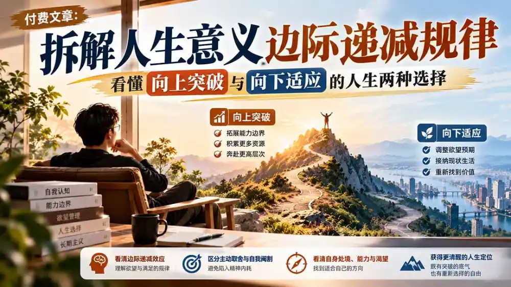 付费文章：拆解人生意义边际递减规律，看懂向上突破与向下适应的人生两种选择-三禾网络