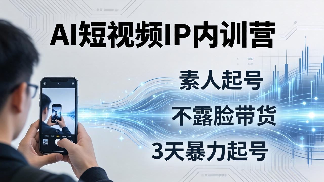 2026AI短视频IP内训营-更新：从素人起号到不露脸带货，3天暴力起号全流程拆解-三禾网络