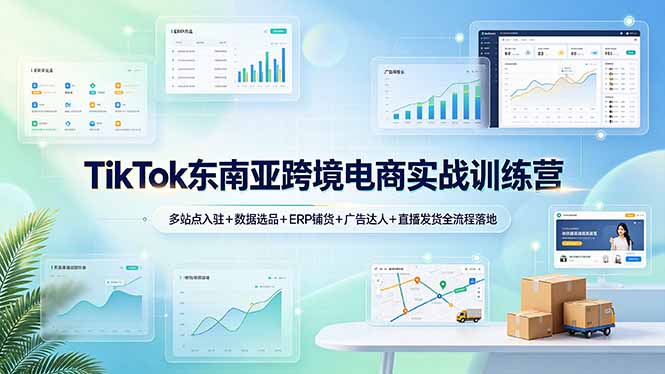 TikTok东南亚跨境电商实战训练营：多站点入驻+数据选品+ERP铺货+广告达人+直播发货全流程落地-三禾网络