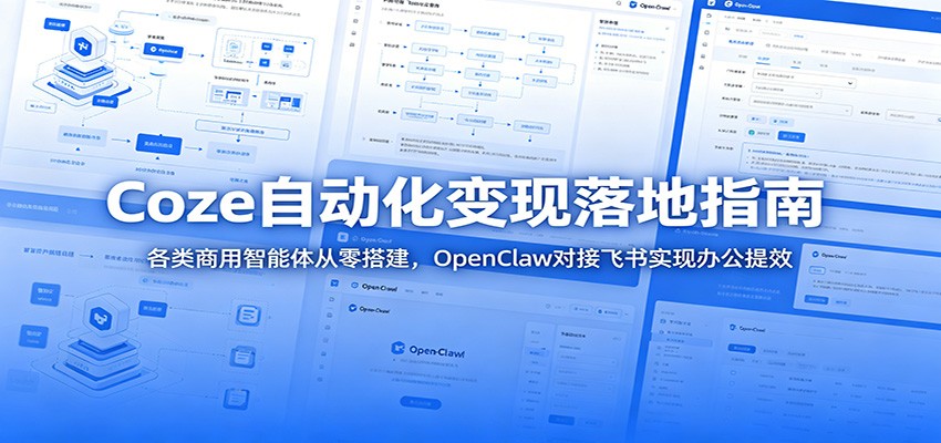 Coze自动化变现落地指南：各类商用智能体从零搭建，OpenClaw对接飞书实现办公提效-三禾网络