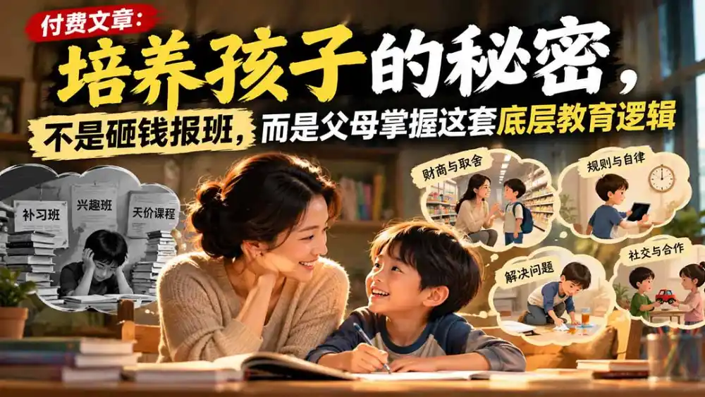 付费文章：培养孩子的秘密，不是砸钱报班，而是父母掌握这套底层教育逻辑-三禾网络