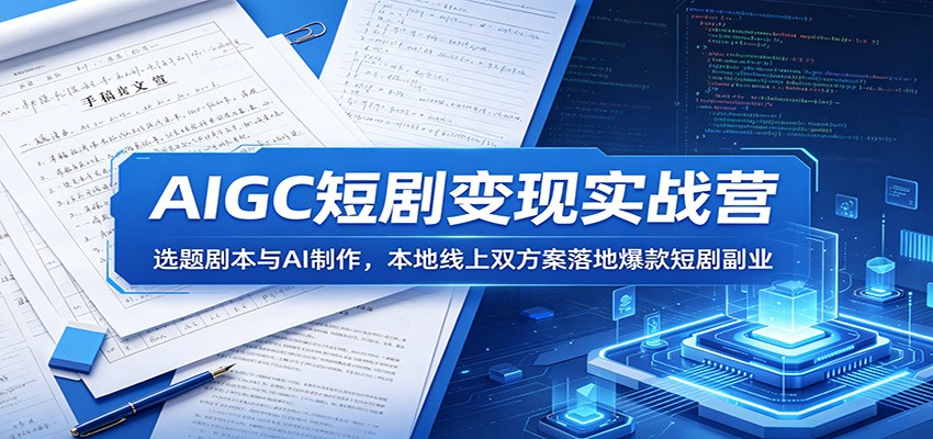 AIGC短剧变现实战营：选题剧本与AI制作，本地线上双方案落地爆款短剧副业-三禾网络