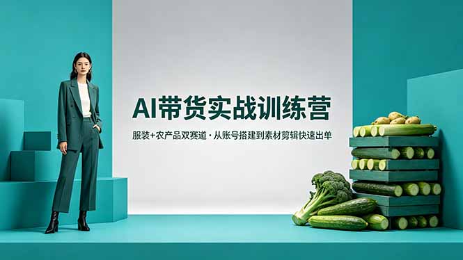 AI带货实战训练营，服装+农产品双赛道，从账号搭建到素材剪辑快速出单-三禾网络
