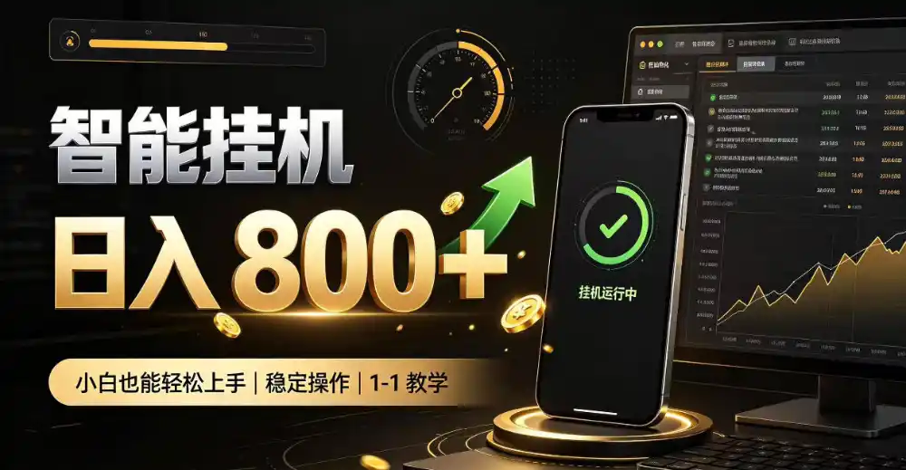 零值守智能挂G，副业高效增收居家智能挂G，新手也能日入800【揭秘】-三禾网络