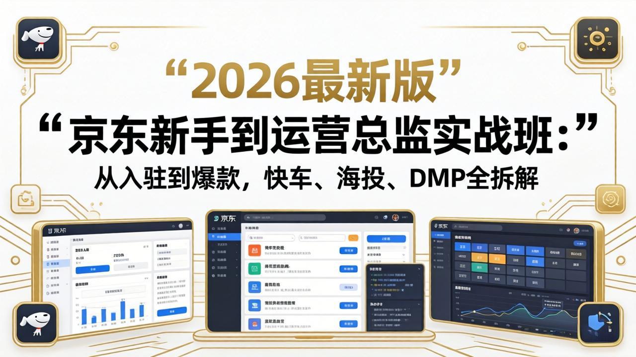 京东新手到运营总监实战班：从入驻到爆款，快车、海投、DMP全拆解，2026最新版-三禾网络
