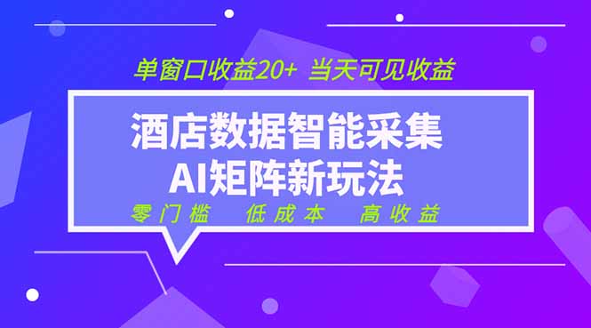 2026酒店数据采集ai智能矩阵新风口 低成本 高收益 当天见收益 单窗口20+-三禾网络