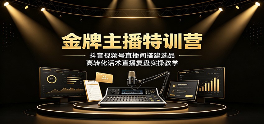 金牌主播特训营：抖音视频号直播间搭建选品，高转化话术直播复盘实操教学-三禾网络