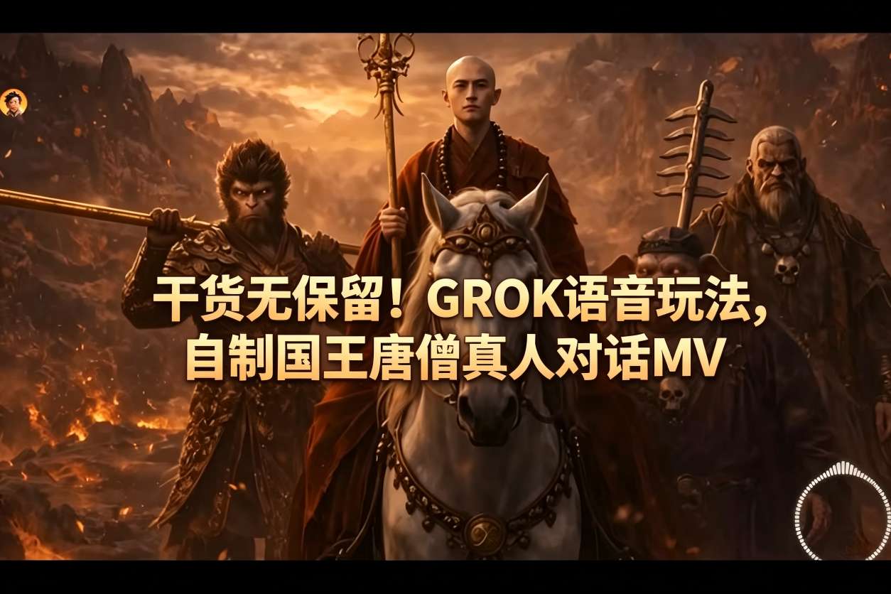 干货无保留！GROK语音玩法，自制国王唐僧真人对话MV-三禾网络
