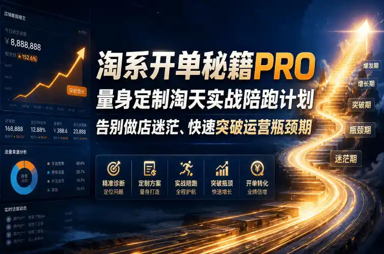 淘系开单秘籍PRO，量身定制淘天实战陪跑计划，告别做店迷茫、快速突破运营瓶颈期(更新260906)-三禾网络