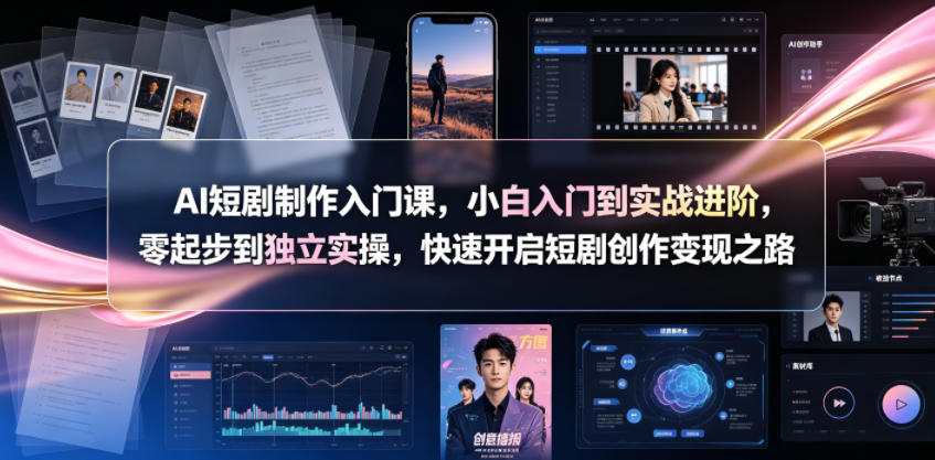 AI短剧制作入门课，小白入门到实战进阶，零起步到独立实操，快速开启短剧创作变现之路-三禾网络