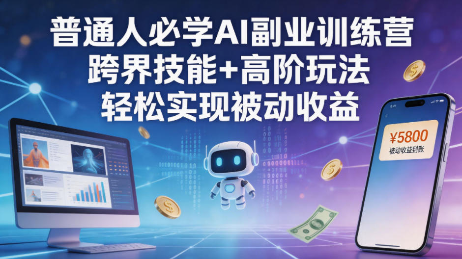 普通人必学AI副业训练营跨界技能+高阶玩法轻松实现被动收益-三禾网络