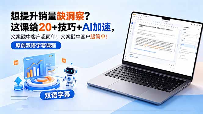想提升销量缺洞察？这课给 20 + 技巧 + AI 加速，文案戳中客户超简单！【原创双语字幕】-三禾网络