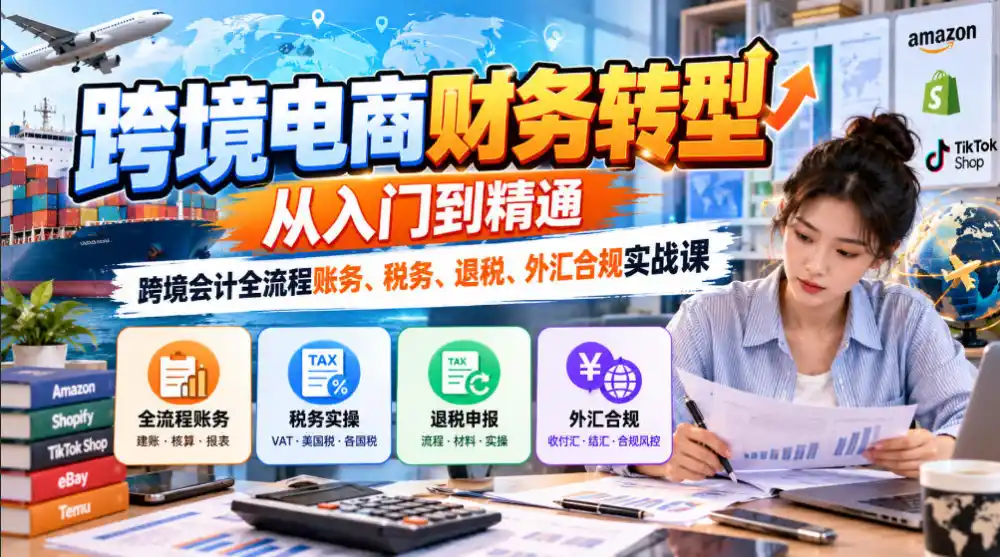 跨境电商财务转型：从入门到精通｜跨境会计全流程账务、税务、退税、外汇合规实战课-三禾网络