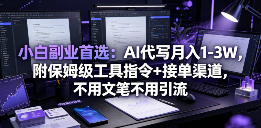 小白副业首选:AI代写月入1-3W,附保姆级工具指令+接单渠道,不用文笔不用引流【揭秘】-三禾网络