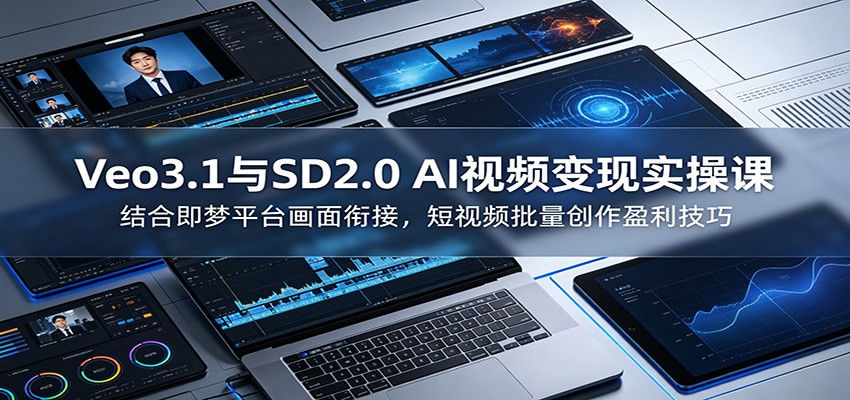 Veo3.1与SD2.0 AI视频变现实操课课：结合即梦平台画面衔接，短视频批量创作盈利技巧-三禾网络