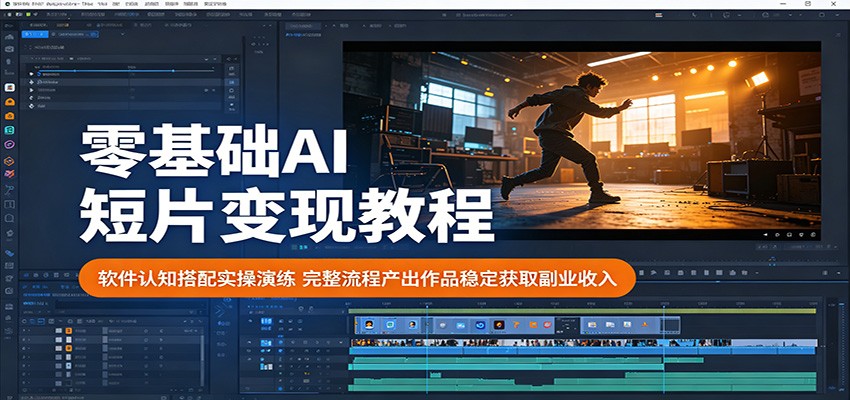 零基础AI短片变现教程：软件认知搭配实操演练，完整流程产出作品稳定获取副业收入-三禾网络