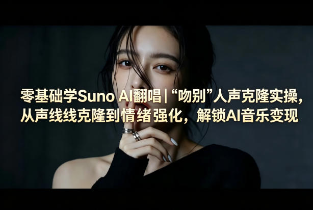 零基础学Suno AI翻唱｜《吻别》人声克隆实操，从声线克隆到情绪强化，解锁AI音乐变现-三禾网络