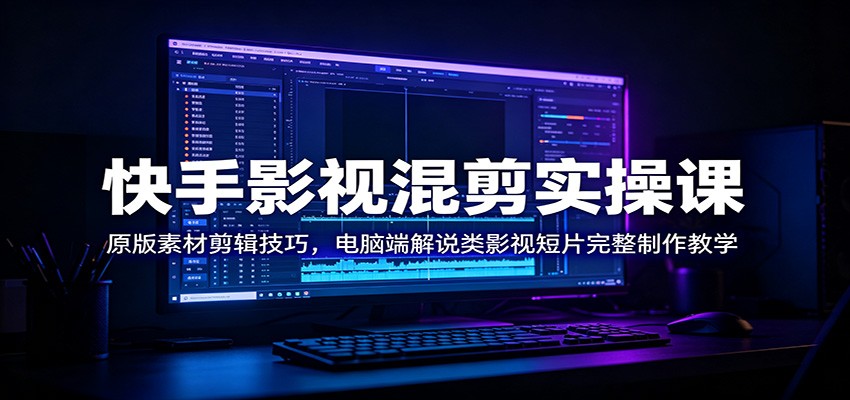 快手影视混剪实操课：原版素材剪辑技巧，电脑端解说类影视短片完整制作教学-三禾网络