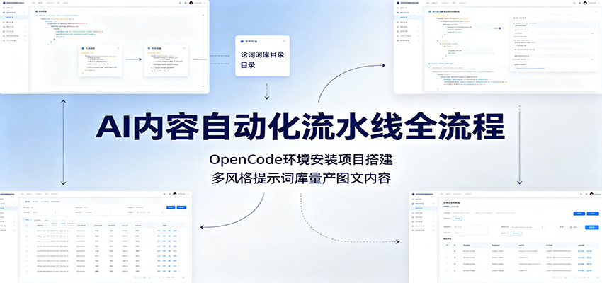 AI内容自动化流水线全流程：OpenCode环境安装项目搭建，多风格提示词库量产图文内容-三禾网络