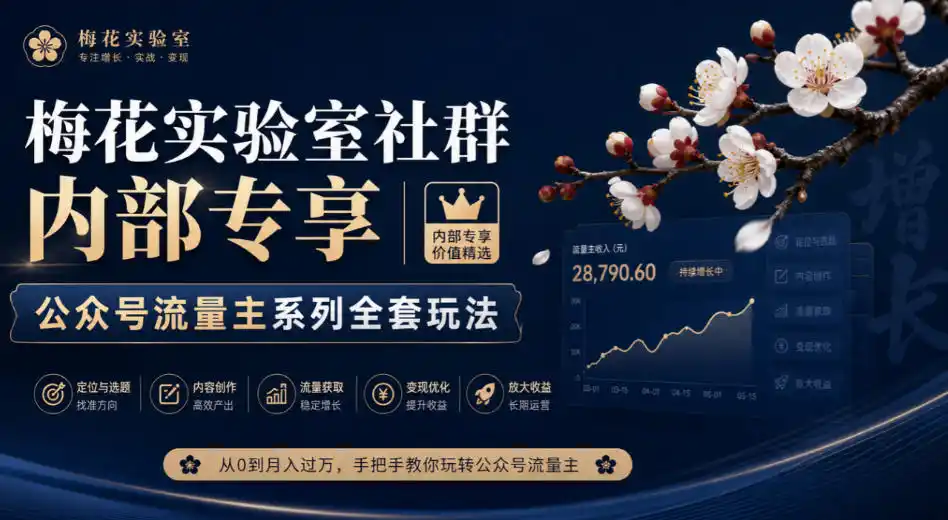 梅花实验室社群内部专享-公众号流量主系列全套玩法-三禾网络