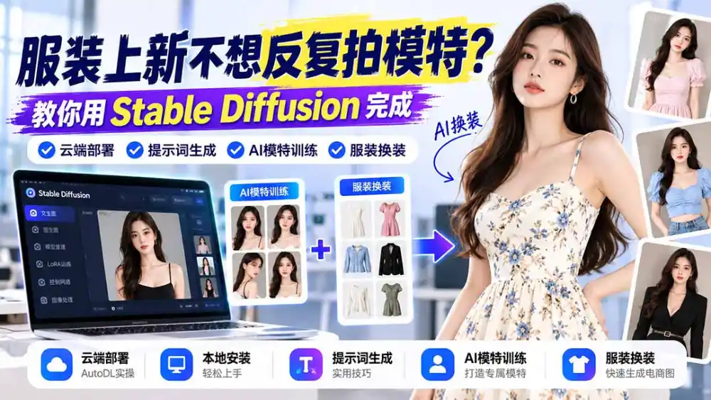 服装上新不想反复拍模特？教你用Stable Diffusion完成云端部署、提示词生成、AI模特训练与换装-三禾网络