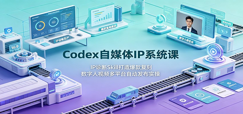 Codex自媒体IP系统课：IP诊断Skill打造爆款复刻，数字人视频多平台自动发布实操-三禾网络