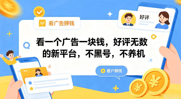看一个广告一块钱，好评无数的新平台，不黑号，不养机【揭秘】-三禾网络