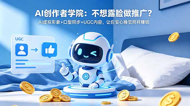 AI创作者学院：不想露脸做推广？AI虚拟形象+口型同步+UGC内容，让你安心睡觉照样赚钱-三禾网络