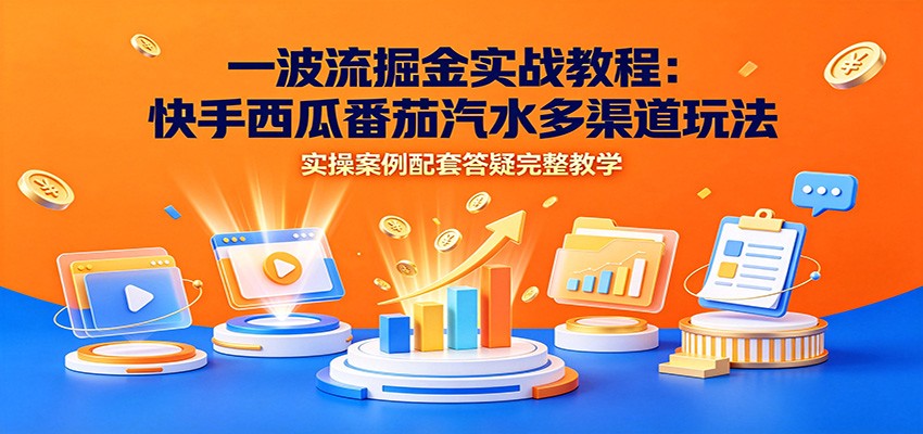 一波流掘金实战教程：快手西瓜番茄汽水多渠道玩法，实操案例配套答疑完整教学-三禾网络