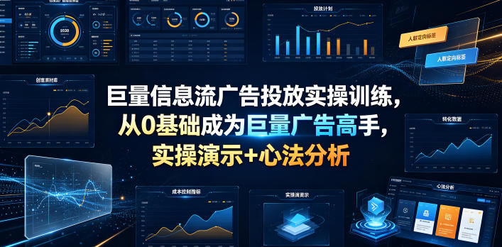 巨量信息流广告投放实操训练，从0基础成为巨量广告高手，实操演示+心法分析-三禾网络