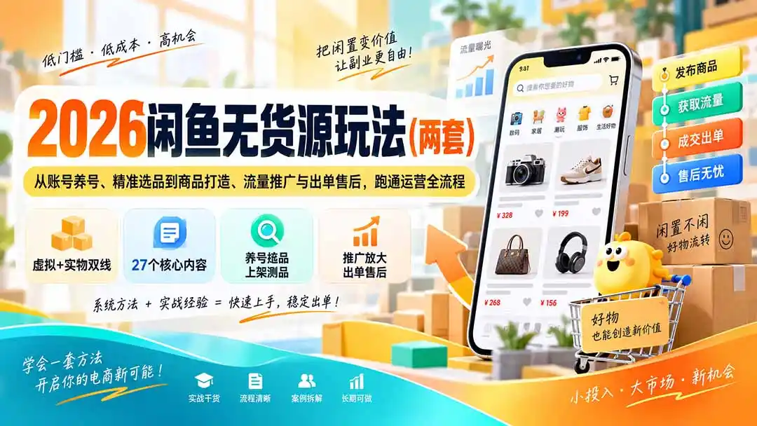 2026闲鱼无货源玩法(两套-三禾网络
