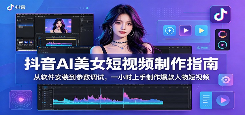 抖音AI美女短视频制作指南：从软件安装到参数调试，一小时上手制作爆款人物短视频-三禾网络