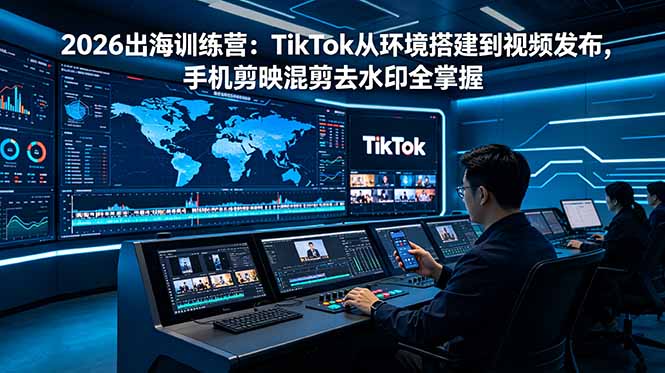 2026出海训练营：TikTok从环境搭建到视频发布，手机剪映混剪去水印全掌握-三禾网络