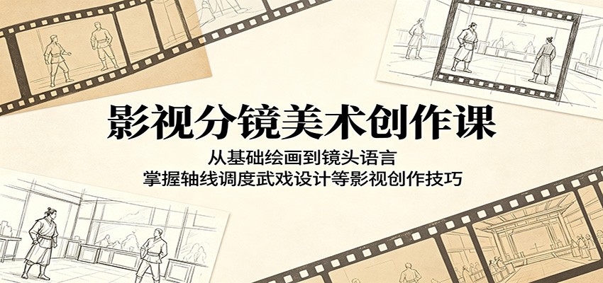 影视分镜美术创作课：从基础绘画到镜头语言，掌握轴线调度武戏设计等影视创作技巧-三禾网络