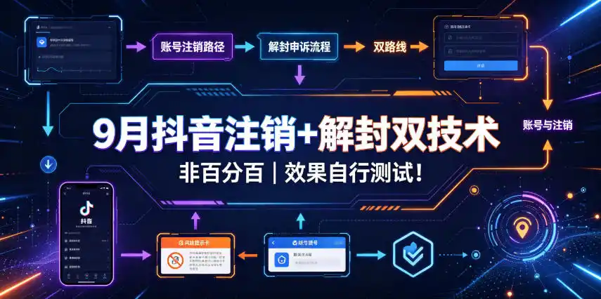 9月抖音注销+解封双技术，非百分百，效果自行测试！-三禾网络