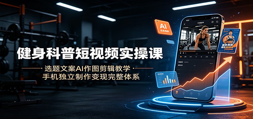 健身科普短视频实操课：选题文案AI作图剪辑教学，手机独立制作变现完整体系-三禾网络
